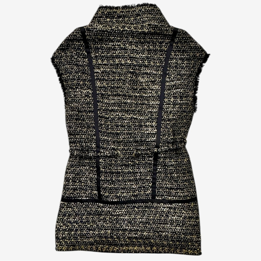 Ramy Brook Emersyn Tweed Wool & Mohair Blend Vest – Black & Gold – Size Medium - Picture 4 of 11